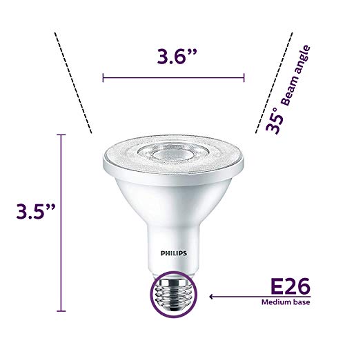 Philips Par30 Led Long Neck Bright White Light Bulb 750-Lumen, 3000K Dimmable, 8W (75-Watt Equivalent), Wet Location Indoor-Outdoor, E26 Base, 6-Pack #TOP1
