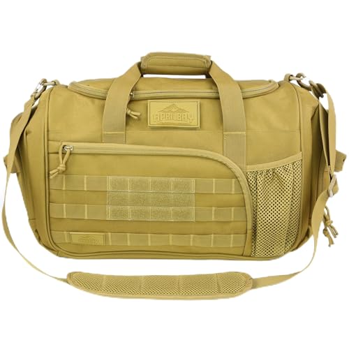 APRlLBAY Gym Bag Large Size 43L Training Bag Traveling With Luggage Strap Equipment Bag Tactical Military Duffel for Men&Women Basketball Football Weekender,Sports Bag Sturdy (Khaki)