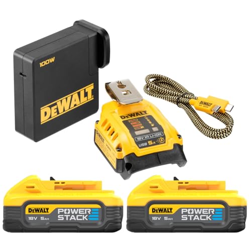 DeWalt 18V XR USB Power Delivery Charging Kit with 2x 5Ah Powerstack