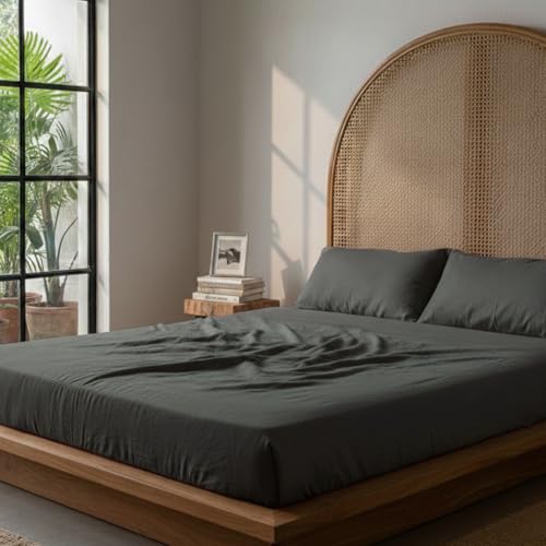 Image of 100% Cotton Queen Size Fitted Bedsheet Set (80x60 inches) with 2 Pillow Covers (18x27 inches) - Percale Weave, Soft & Breathable | (Aegean Blue)