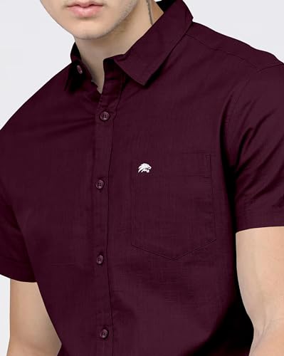 Image of BRUCEWANE Men's 100% Cotton Half Sleeve Shirt