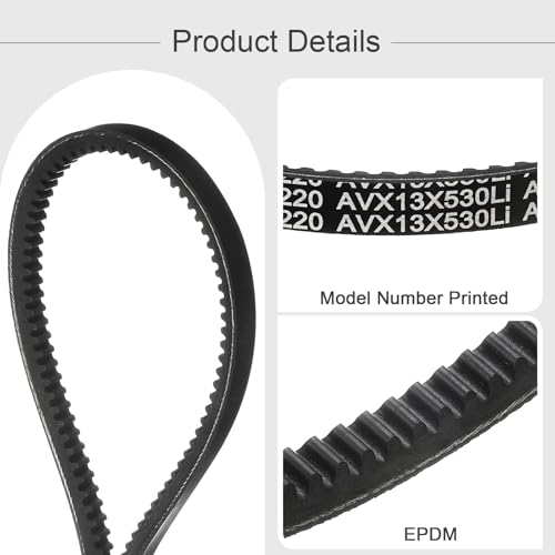 Image of uxcell 3 Pcs AX21 EPDM V-Belt, Raw Edge Cogged Industrial Rubber V Belt 1 /2 inch Width x 21 inch Inside Circumference