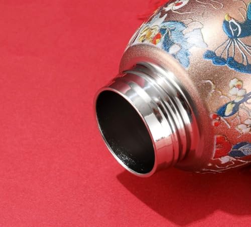Image of Small Water Bottle 300ml, Mini Stainless Steel Drinking Bottle with Leak-Resistant Lid and Keyring, Compact Reusable Bottle for Office, School, College, Travel, Green Peacock