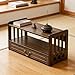 BIRDFBA Floor Table, Altar Low 2-Tier Meditation Table with Drawers Bamboo Coffee Table for Sitting Japanese Tatami
