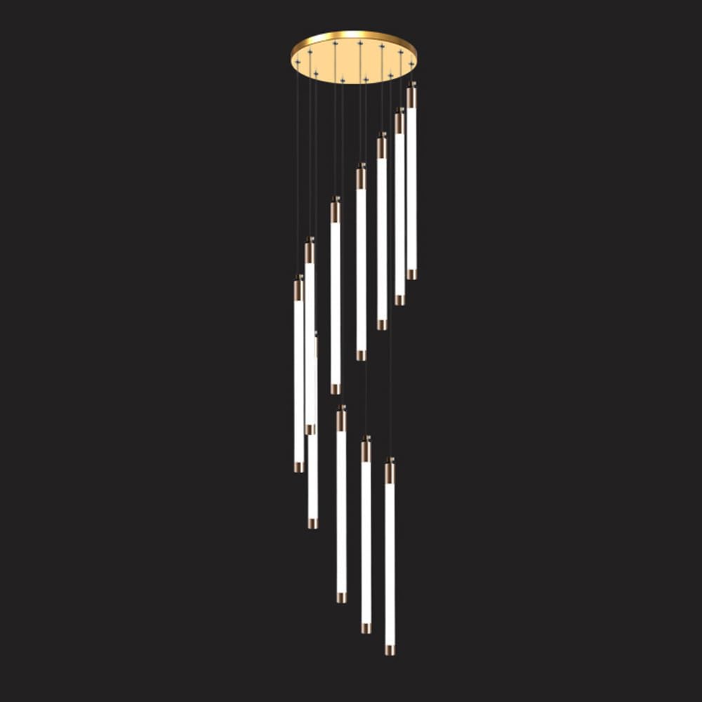 PCXEHUYP Large Gold Linear Chandelier for High Ceilings Modern LED Pendant Light Farmhouse Style Hanging Fixture Foyer Staircase Living Room Dining Table Hall