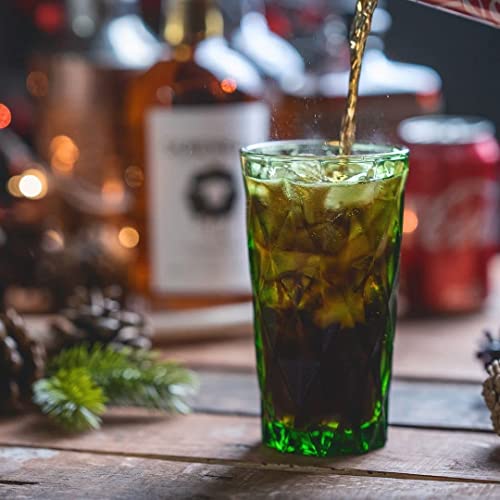 Chef's Star 13 Oz Water Glasses, Vintage Glassware, Highball Drinking Glasses, Textured Glass Cups, Colored Kitchen Glassware, Elegant Retro Drinking Glasses, For Kitchen Or Home Bar Set Of 6 #TOP4