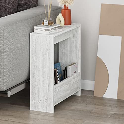 HOCUS PICUS Side Table with Magazine Rack for Living Room and Office - Many Colour Options - Side/End Table - 55 x 20 x 60cm by Hocuspicus (Ancient White)