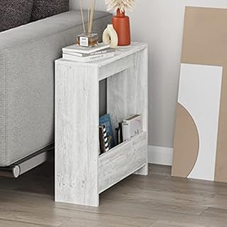 HOCUS PICUS Side Table with Magazine Rack for Living Room and Office - Many Colour Options - Side/End Table - 55 x 20 x 60cm by Hocuspicus (Ancient White)