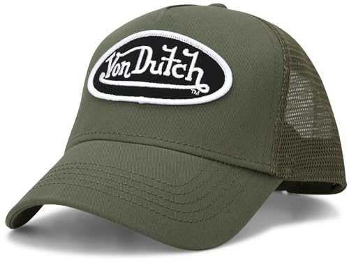Image of Von Dutch Unisex Trucker Hat - Retro Classic Solid Color Mesh Back Snapback Baseball Cap for Men & Women.