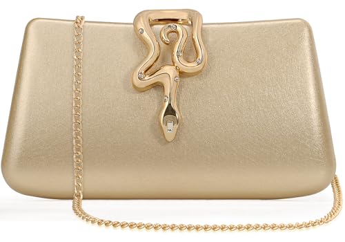 Image of Women's Formal Evening Clutch Purse Synthetic Leather with Snake Clasp, Detachable Strap for Wedding, Prom, Party