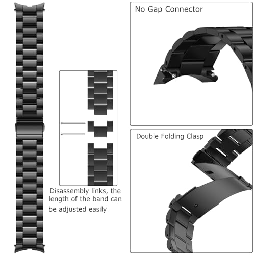 Image of Anlinser No Gap Bands Compatible with Samsung Galaxy Watch Ultra 7 /6 /5 /4 /FE Band 44mm 40mm /Watch 6 Classic Band 47mm 43mm /Watch 5 Pro 45mm /Watch 4 Classic, 20mm 22mm Metal Strap for Women Men