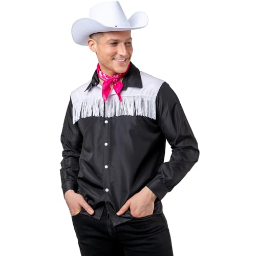 Wicked Costumes Adult Mens Black Cowboy Shirt with White Fringe - Medium