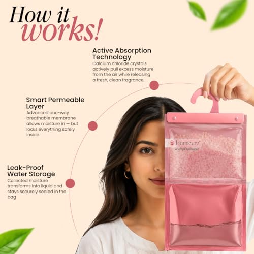 Image of Moisture Absorber Dehumidifier 500ml Absorption Capacity Prevents Mold, Dampness & Bad Odor Ideal for Wardrobe, Bathroom, Kitchen & Bedroom 220g x 12 (Morning Mist)