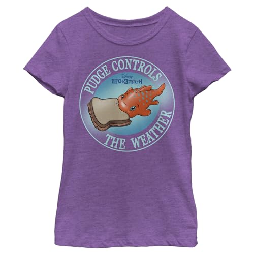 Disney Lilo & Stitch Pudge Weather Girl's Heather Crew Tee