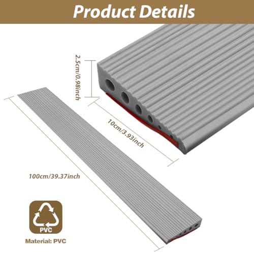 Türschwellenrampen, 100x10x2.5CM Schwellenrampe, rutschfeste Oberfläche, Gummirampe Auffahrrampe Schwellenrampe für Rollstuhl, Kinderwagen, Rollator oder e Scooter (Grau, 2.5)