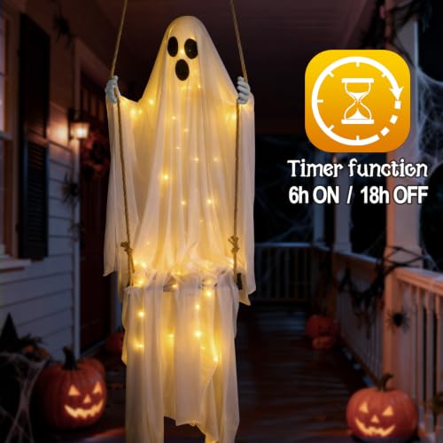 4.8' Hanging Swing Ghost Halloween Outdoor Decoration - image 3