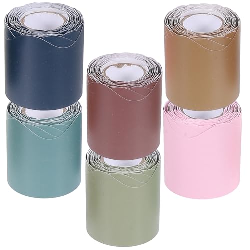 COHEALI Bordes Decorativos Boho para Tablón de Anuncios Papel Festoneado Colorido 6 Rollos de 10 Metros Adecuado para Aula Oficina y Decoración de Pizarras Color Color Aleatorio