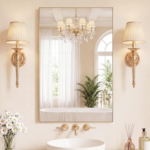 Image of NEWBULIG 24 inchx40 inch Vanity Mirror, Bathroom Mirrors for Over Sink, Gold