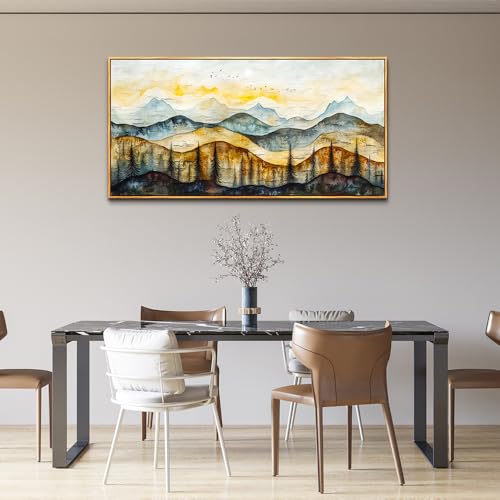 ERQINHUA Large Canvas Wall Art For Living Room Wall Decor For Farmhouse Bedroom Office Wall Decorations Prints Pictures Abstract Mountain Landscape Painting Wood Frame Home Decor Aesthetics 24"X48"