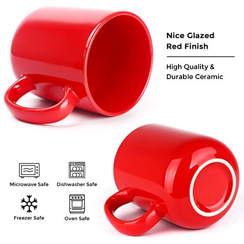 SHOWFULL 20 OZ Large Coffee Mug, 600ml Porcelain Extra Big Ceramic Cup for Men Women Tea Coffee Hot Chocolate Latte, Red - Image 4