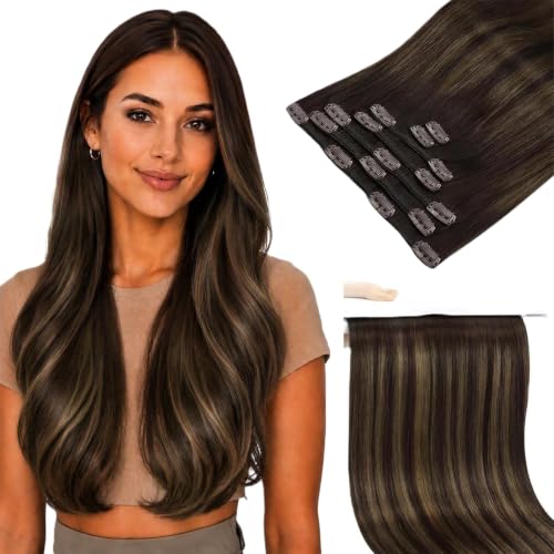 Sunny Hair Clip in Hair Extensions Real Human Hair Balayage 120g