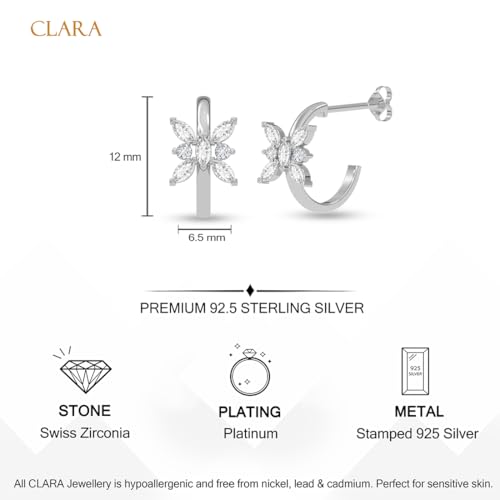 Image of CLARA 925 Sterling Silver Hoop Bali Earrings | Platinum Plated | Daily Wear |Gift for Women and Girls