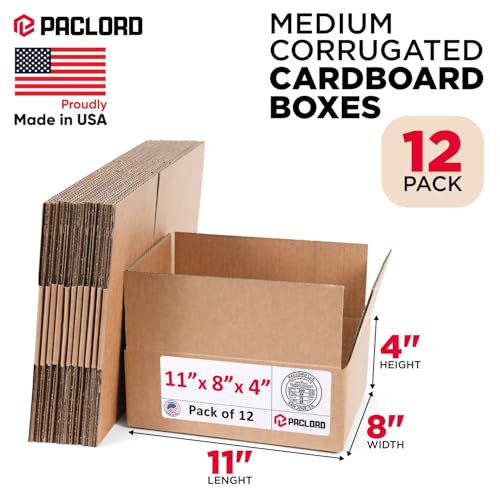 Image of Small Cardboard Boxes 11 inchL x 8 inchW x 4 inchH (Pack of 12) - USA-Made Packing Boxes for Moving, Shipping, or Storage - USPS, UPS, FedEx Approved - Professional Packing Supplies for Moving | USA-Made Packing Boxes for Moving, Shipping, or Storage - USPS, UPS, FedEx Approved - Professional Packing Supplies