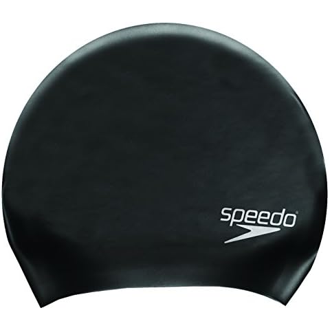 Speedo Adult Unisex Long Hair Swim Cap, Comfortable Fit, Hydrodynamic Design, Waterproof Hat, Men or Women, Black Cover