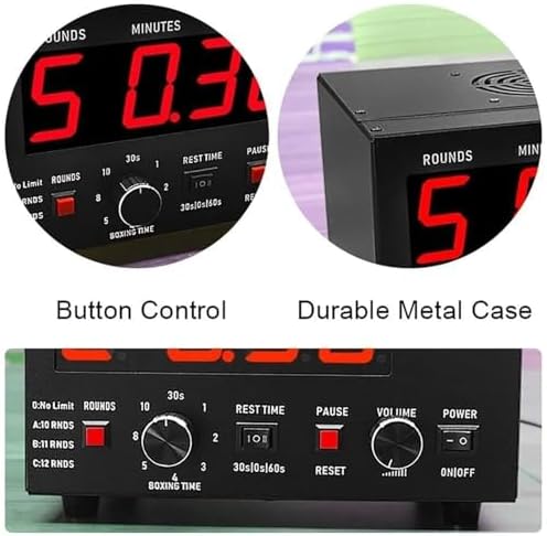 Professional Boxing Interval Timer, LED Digital Gym Timer with Adjustable Buzzer & Stopwatch, 30S-10min Workouts, 0/30/60S Rest, Ideal for Boxing, MMA, Fitness (Blue)