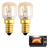 2 Piezas Lámpara Horno Bombilla Horno 25W 300 Grados, Oven Light Bulb Casquillo E14 2700K, Blanco Cálido,Para Microondas, Horno, Lámpara de lava, Frigorifico, Lampara de Sal