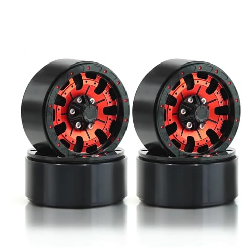 Jantes 1.9 pouces métal RC rouge moyeu en alliage antichoc pour modification 1/10