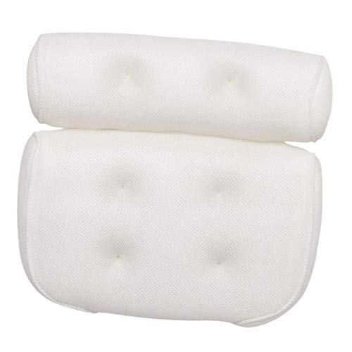 Baoblaze Almofada De Banho Spa Com 4 Ventosas De Aperto Almofada De Banheira Pescoço Encosto Branco