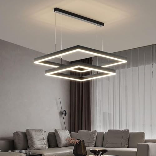 Suspensions carrées à LED réglables pour salon et cuisine