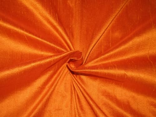 Tissu Dupion 100% pure soie orange 137,2 cm de large avec soies SLUBS