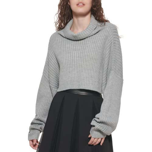 Image of DKNY Women's Turtleneck All-Day Comfort Cropped Sportswear Sweater