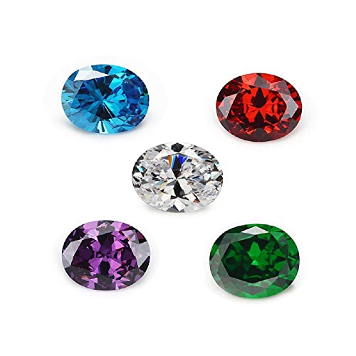 JIANGYUANGEMS 25pcs 6x8mm�I�[�o���L���[�r�b�N�W���R�j�A�X�g�[���z���C�g�V�[�u���[�J���[�K�[�l�b�g���b�h�A���W�X�g�J���[�ΐF�~�b�N�X5�F���[�X CZ �X�g�[�� ������� �W���G���[�쐬�p(5pcs Each Color)