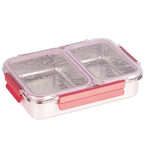 Image of Polyset Munch Mate 1000 2 PARTITION - Pink Compartment Stainless Steel Lunch Box, Leakage Proof Lunch Box for School Kids and Adults Pack of 1 1000ml