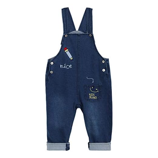 Camilife Mono de peto vaquero para bebé, niño, niña, suave, elástico, de algodón, con tirantes, tallas 62/68/74/80/86/92/98 Lápiz B14. 68 cm/74 cm