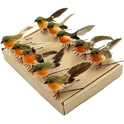 Yolococa 10PCS Robin Bird Christmas Tree Decoration Craft Very Cute Artificial Feather Cover
