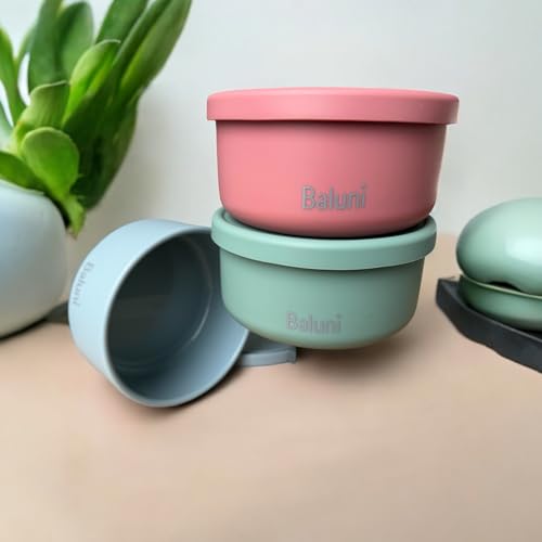 Baluni Lunchbox Brotdose Aufbewahrung, Platium Silikon Stapelbar, Mikrowellen-, spülmaschinen- und gefriergeeignet, luftdichte Versiegelung, frisch, nachhaltig umweltfreudlich (Blau)