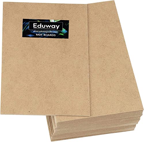 Image of Eduway 12x12 Inch MDF Board Wood Sheet for Mandala , Lippan, Resin Art & Craft, 4mm Thick, Pack of -5 - Premium Cardboard Material for Artists, Art and Craft Students - Hard Cutout in Small and Large Sizes (30x30 cms)