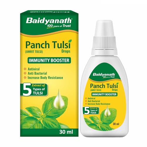 Baidyanath Ayurved Panch Tulsi Drops - 30 ml | Natural Immunity Booster with Goodness of Five Types of Tulsi