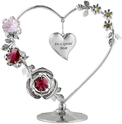 Crystocraft Love Heart Ornament With Swarovski Elements Gift Boxed Red & Pink Crystals Silver Chrome Plated Figurine For Mum Nan Sister Friend Daughter Valentines Day Present (For a Special Nan)