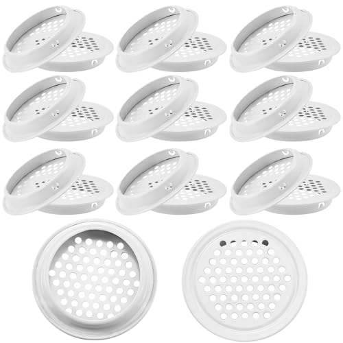 NAROSEBE 20 Pcs Rejillas Ventilacion Blancas Rejilla Ventilacion 53mm Redonda Rejilla Ventilacion Muebles Rejilla Ventilacion Armario Blanco Rejilla de Ventilación de Acero Inoxidable