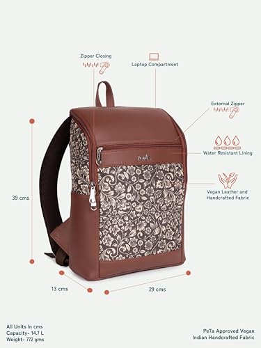 Image of ZOUK Amalia Unisex Vegan Leather Laptop Backpack (Large) | Stylish Office & Travel Backpack for Men & Women | Fits 15-inch Laptop |