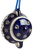 Polish Pottery Peacock Feathers Sugar Bowl Handmade Ceramic Christmas Ornament, 2-inch