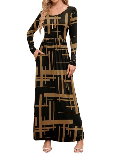 Classy Christmas Dress Women Long Sleeve Empire Waist Party 31 christmas dress women - black geometric grid