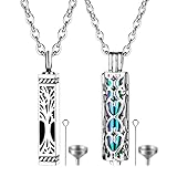 JewelryWe Urnen Anhänger Halskette für Asche, Edelstahl Gänseblümchen Lebensbaum Retro Blumenmuster Andenken Urne Anhänger Kette Monummal Feuercreation Schmuck Gedenkschmuck für Damen Herren, Acero