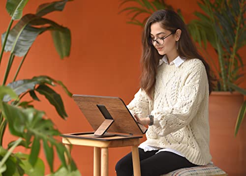 Angelycia Wooden Book Stand For Reading, Handmade, Foldable Recipe Cookbook Tablet Pc Holder Adjustable Height Resting Reader Display, Textbook Magazine Music Book Stand (Walnut) #TOP5