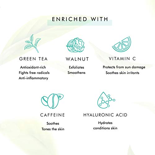 mCaffeine Green Tea Face Scrub with Vitamin C & Walnut for Women & Men | Removes Dirt, Blackheads & Gently Exfoliates Skin | For Oily, Normal, Dry,... - Image 3